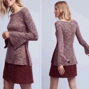 Anthropologie Akemi + Kin Zaka‎ Ribbed Rainbow Spacedye Bell Sleeve Top A18